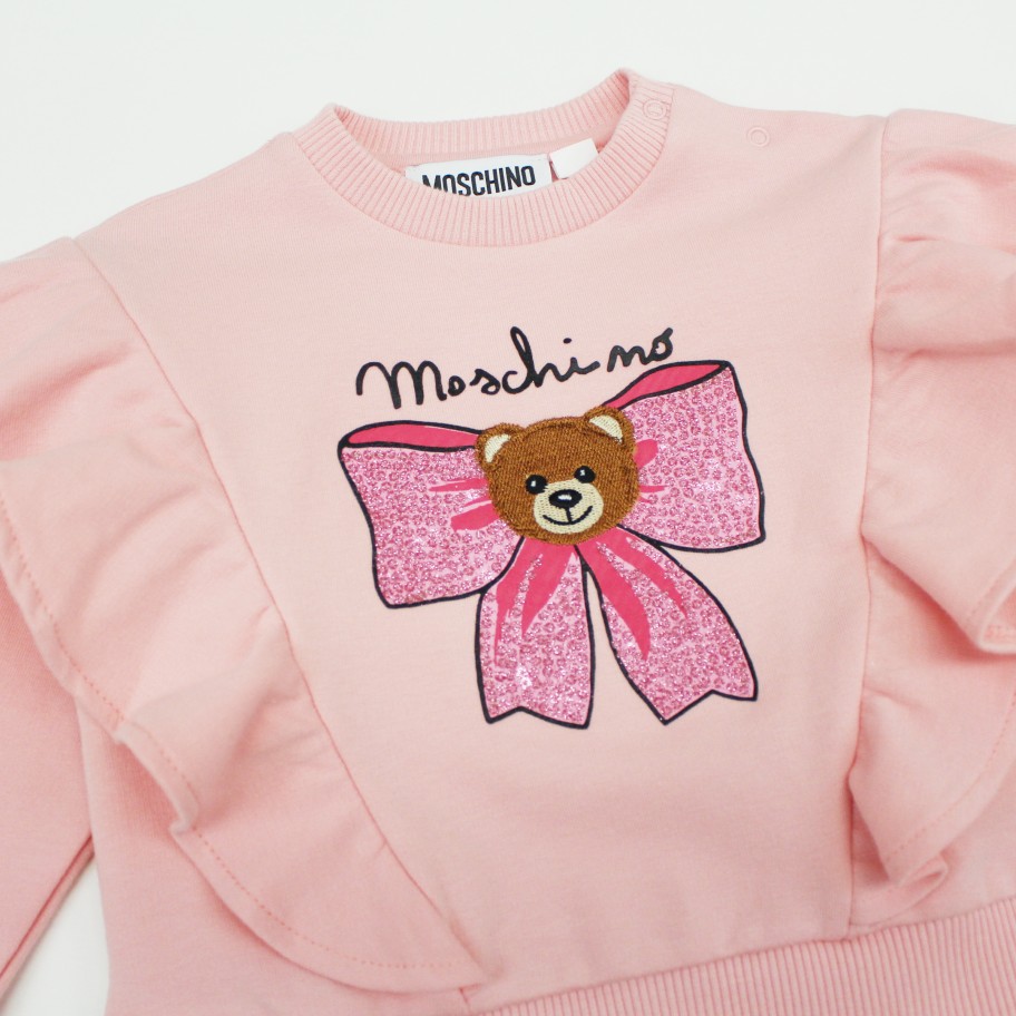 Moschino Moschino Baby Pink Bow Bear Ruffles Long Sleeve Shirt Shirt