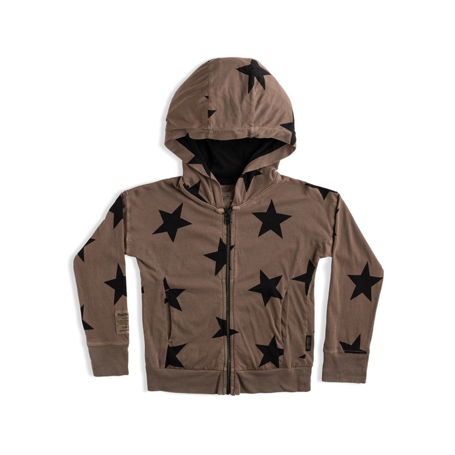 Nununu World Nununu World Star Light Zip Hoodie Brown Hoodies