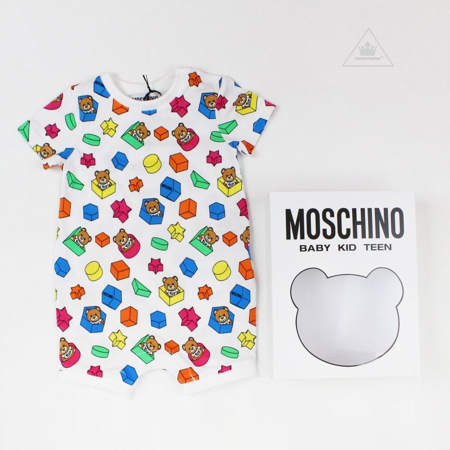 Moschino Moschino Baby Short Sleeve Romper With Toy Geometric Gift Box Romper