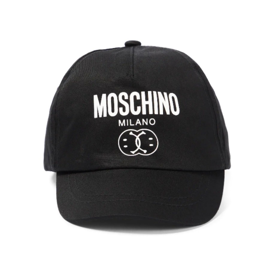 Moschino Moschino Kids Black Double Smiley Logo Cap Hats