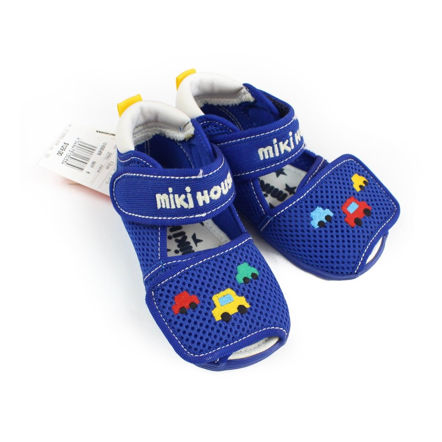 Miki House Miki House Logo Touch Strap Blue Sandals Shoes