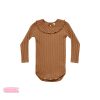 Rylee And Cru Rylee And Cru Ruffle Collar Bodysuit Rust Onesies