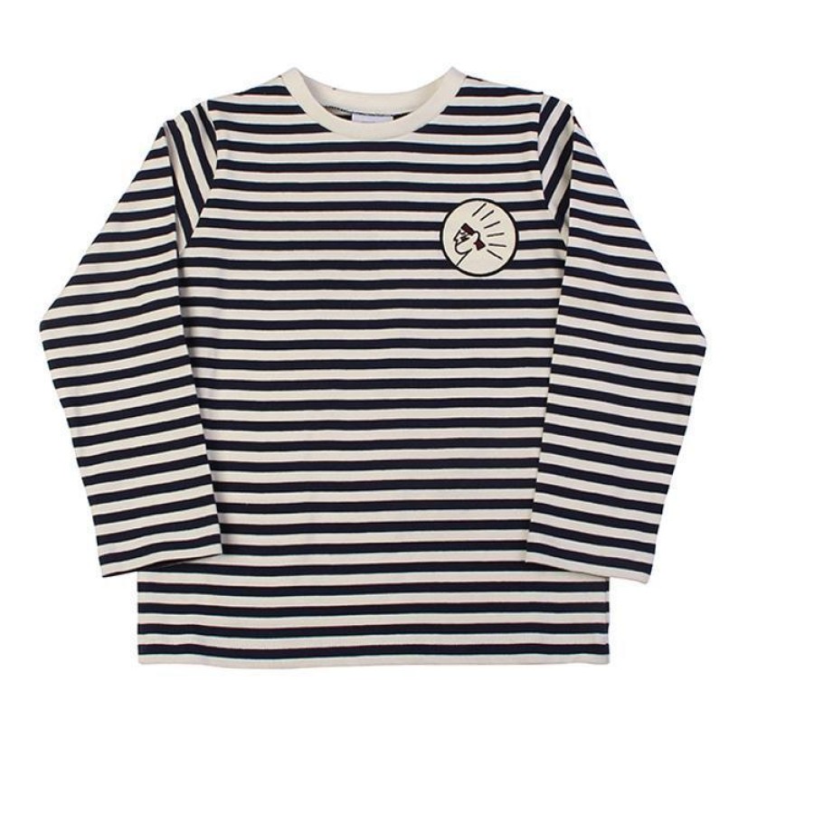 Wynken Wynken Apache Stripe T Shirt - Navy / Ecru Shirts