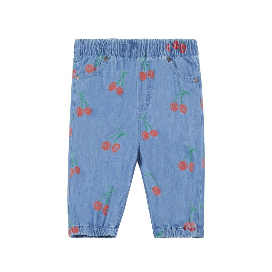 Stella McCarney Kids Stella Mccartney Kids Baby Girls Cherry Chambray Trousers Denim Blue Pants