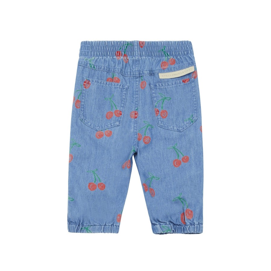 Stella McCarney Kids Stella Mccartney Kids Baby Girls Cherry Chambray Trousers Denim Blue Pants