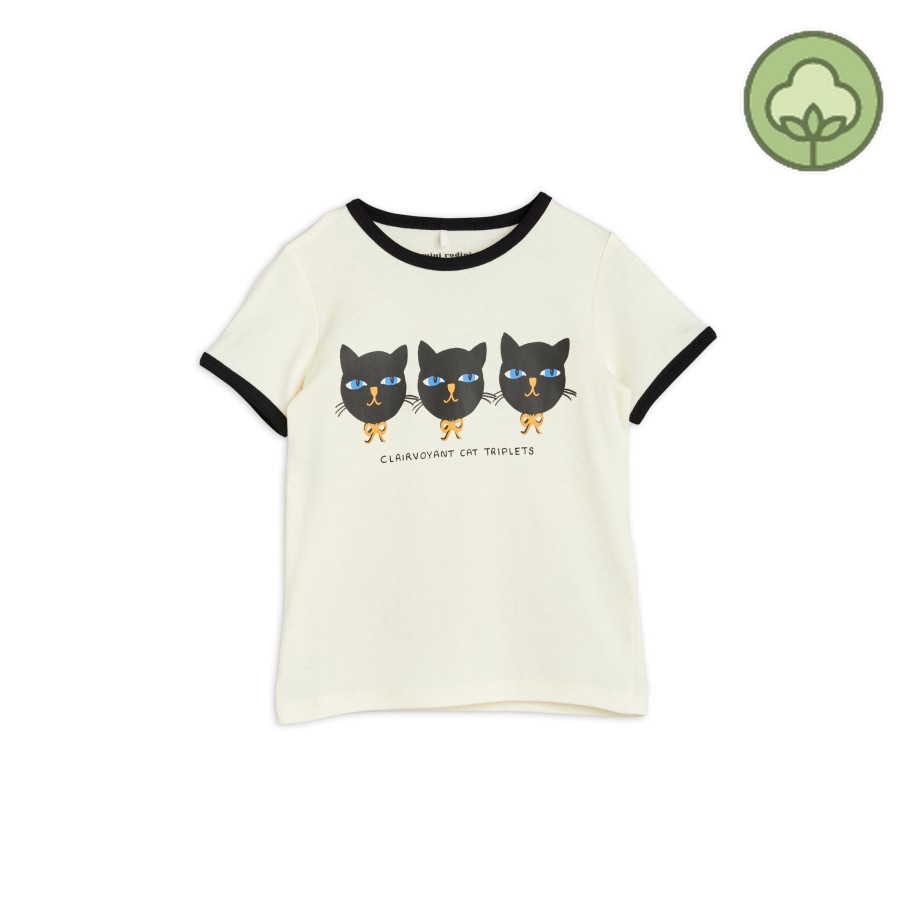 Mini Rodini Mini Rodini Cat Triplets T-Shirt Offwhite Shirts