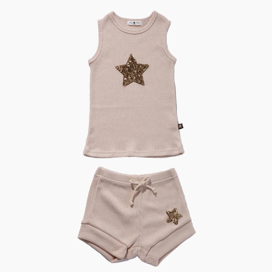 Petite Hailey Petite Hailey Glitter Star Set Peach Sets