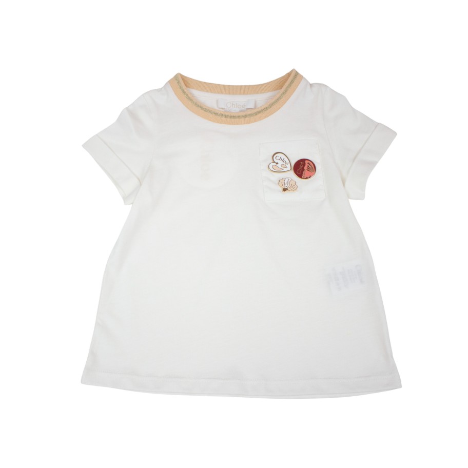 Chloé Kids Chloe Kids Girls Button Pocket T-Shirt Shirts