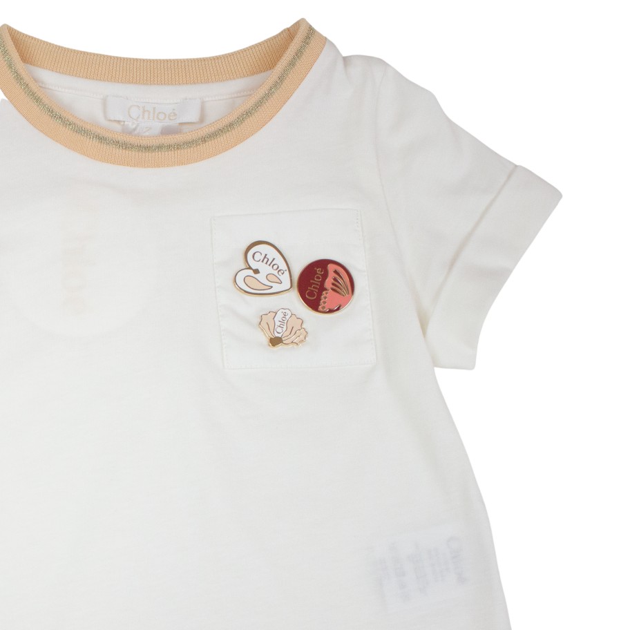 Chloé Kids Chloe Kids Girls Button Pocket T-Shirt Shirts