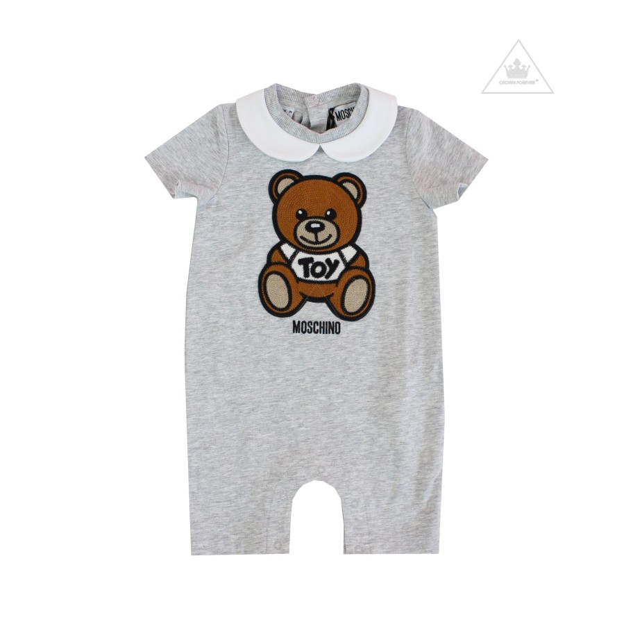 Moschino Moschino Baby Short Sleeve Romper With Collar Bear Gift Box Romper