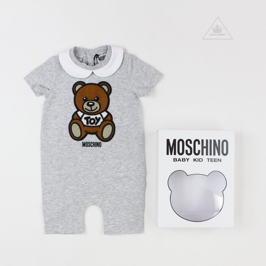 Moschino Moschino Baby Short Sleeve Romper With Collar Bear Gift Box Romper