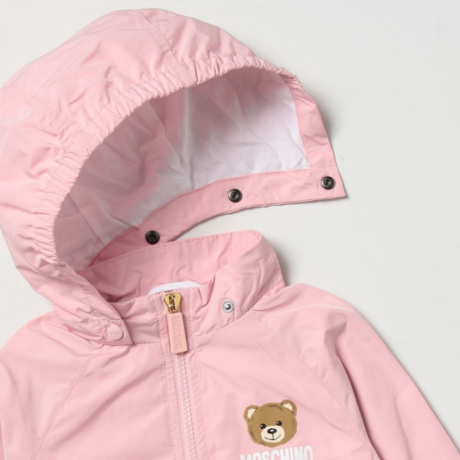 Moschino Moschino Baby Bear Toy Rattle Hooded Jacket Pink Jackets