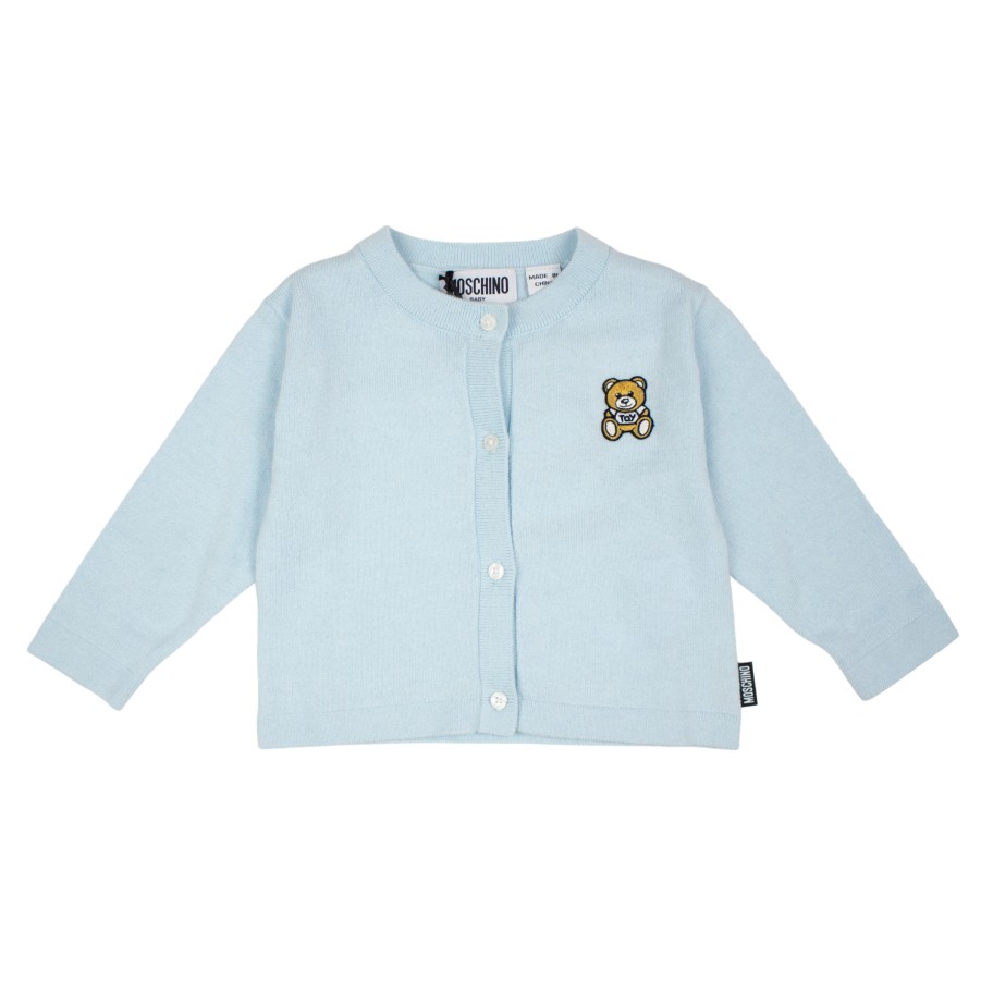 Moschino Moschino Kids Baby Cotton Cardigan Bear Batch Blue Cardigans