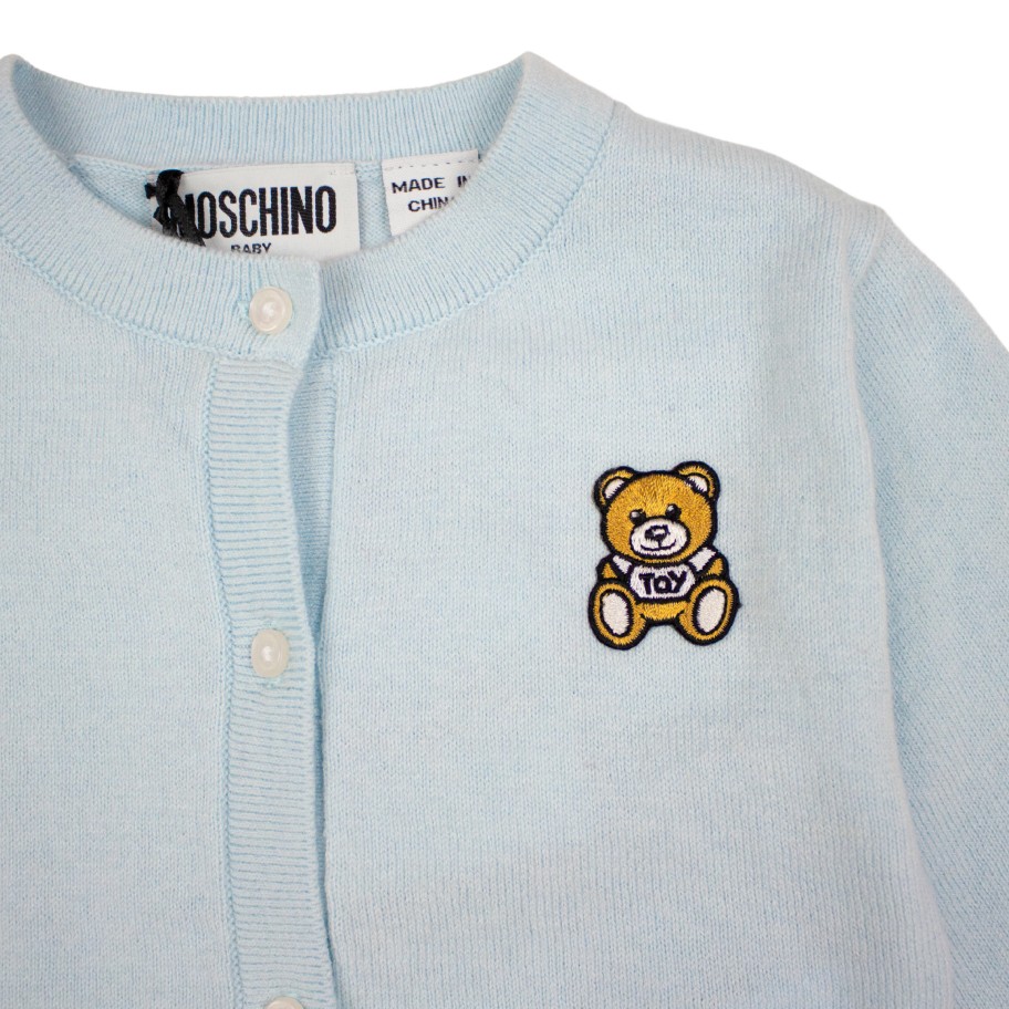 Moschino Moschino Kids Baby Cotton Cardigan Bear Batch Blue Cardigans