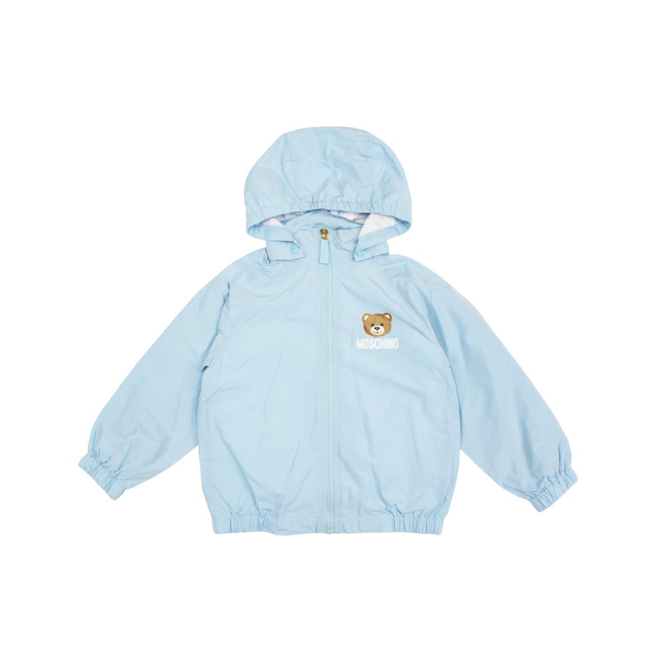 Moschino Moschino Baby Bear Toy Rattle Hooded Jacket Baby Blue Jackets