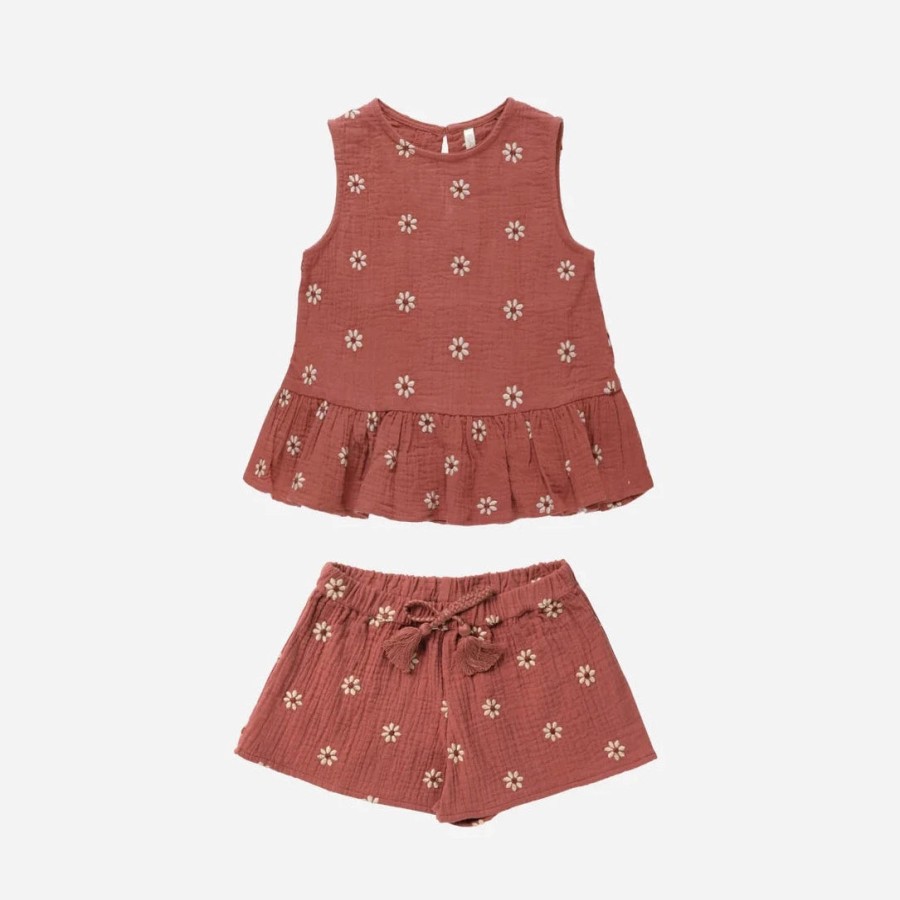 Rylee And Cru Rylee + Cru Carrie Set || Embroidered Daisy Sets