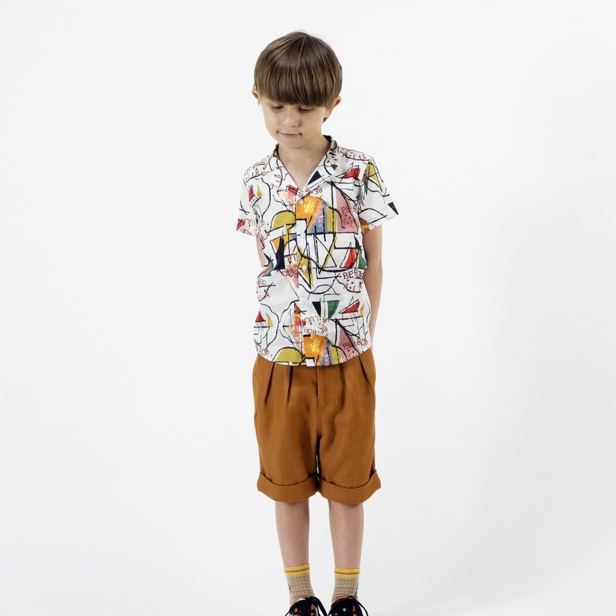 Wolf and Rita Wolf And Rita Tadeu Ocre Woven Boy Short Shirts